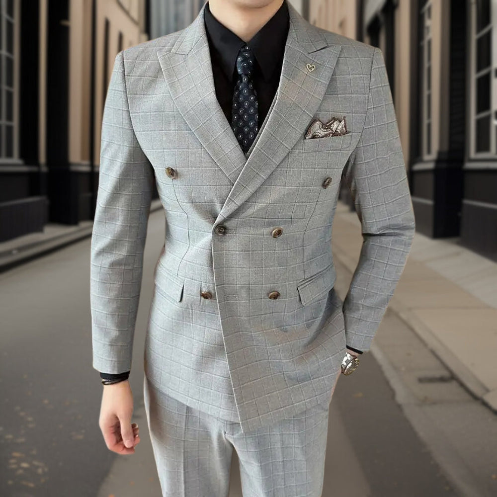 Herren Anzug 3-teilig Slim Fit | Hochzeitsgäste Kariertes Muster