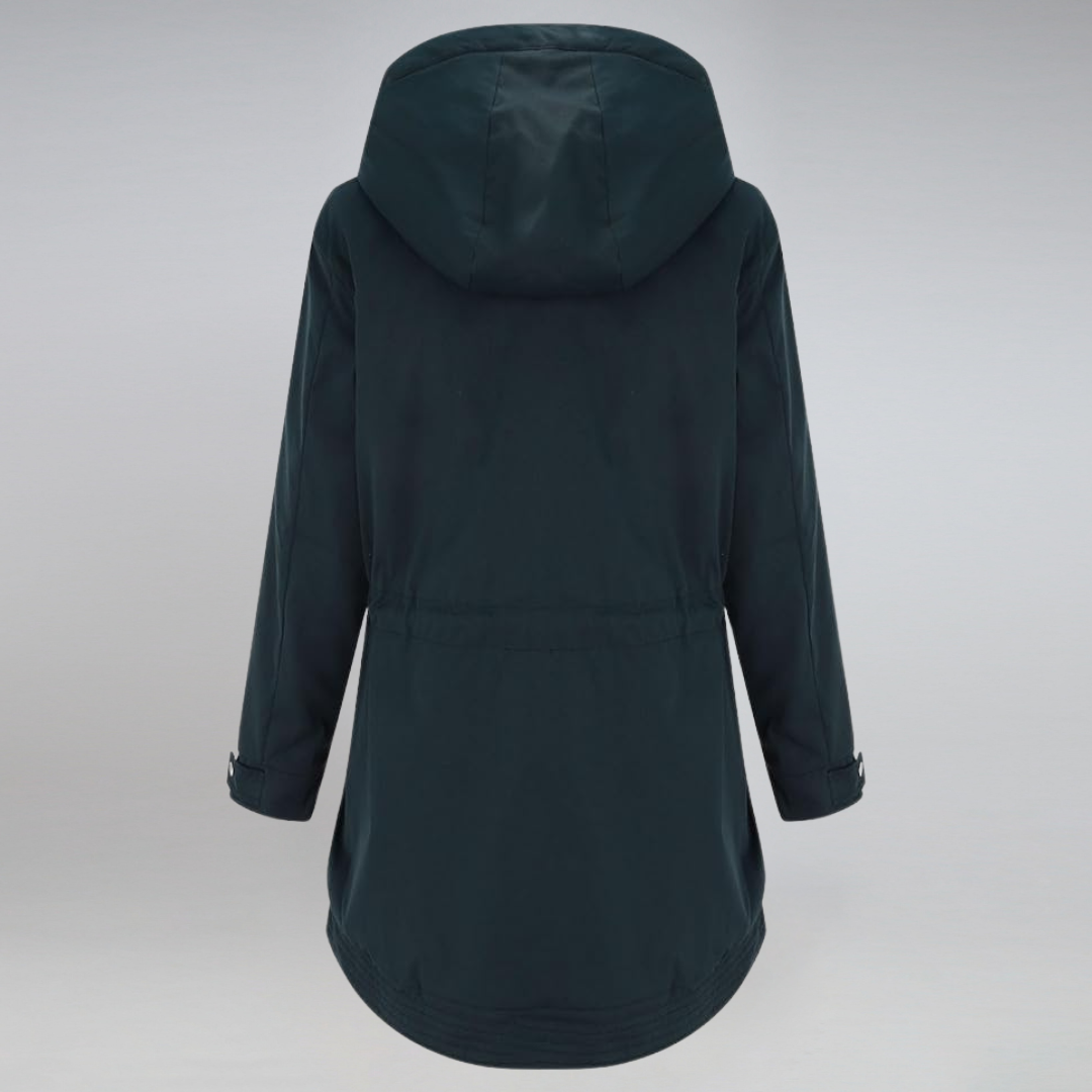 Winterjacke Damen Kapuze | Mit Knopfleiste und Kordelzug