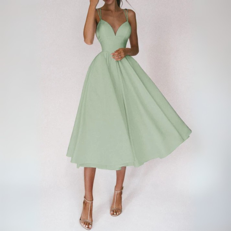 Damen Ballkleid Mit Spaghettiträgern Und Tailliertem Schnitt | Midi