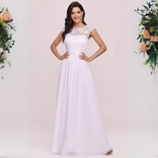 Abendkleid Damen | Kurze Ärmel Maxi Mit Musteroptik