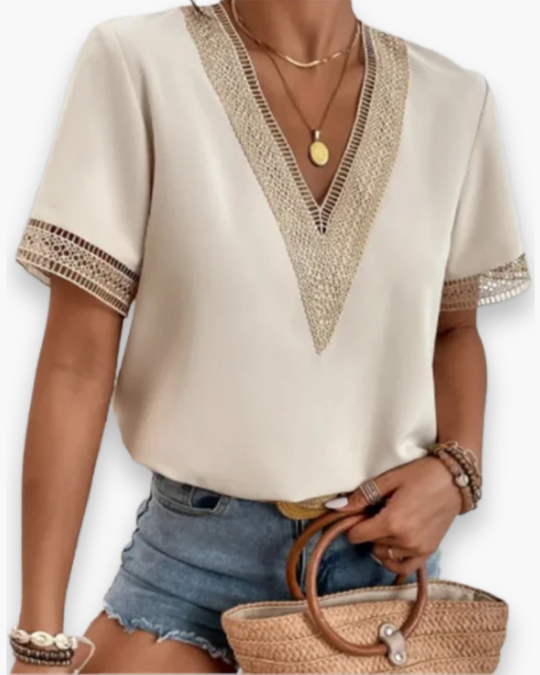 Damen Elegantes V-Ausschnitt Oberteil | Vielseitig