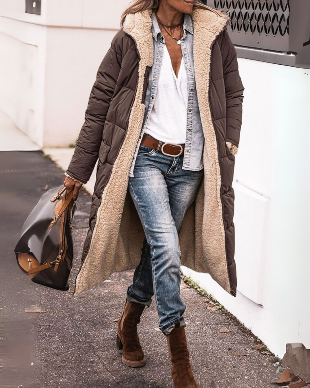 Winterjacke Damen Lang Kapuze | Offenes Design