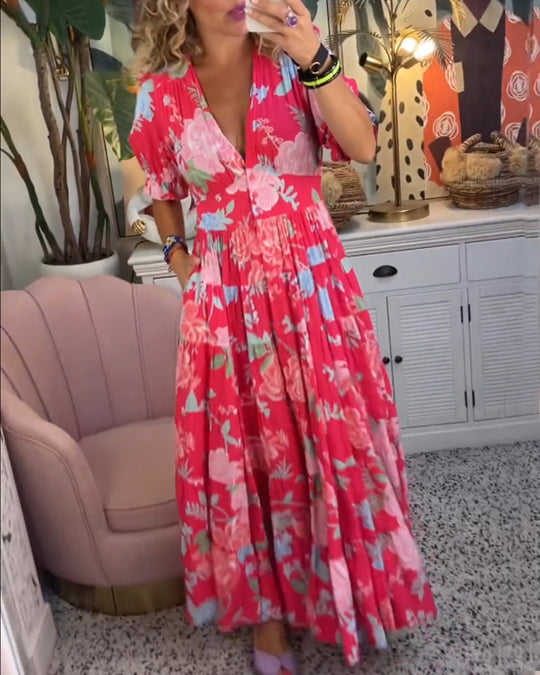 Emma - Florales Sommerkleid Mit V-Ausschnitt