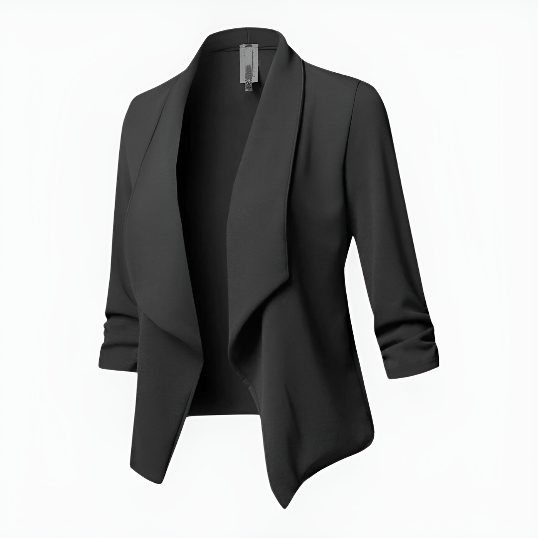 Damen Offener Blazer mit 3/4 Ärmeln | Wasserfallkragen