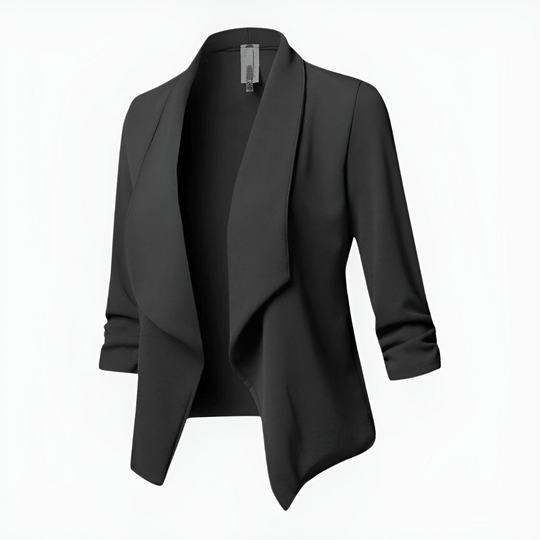 Damen Offener Blazer mit 3/4 Ärmeln | Wasserfallkragen