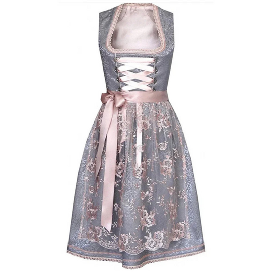 Damen Traditionelles Kleid | Quadratischer Ausschnitt und Taillenschärpe