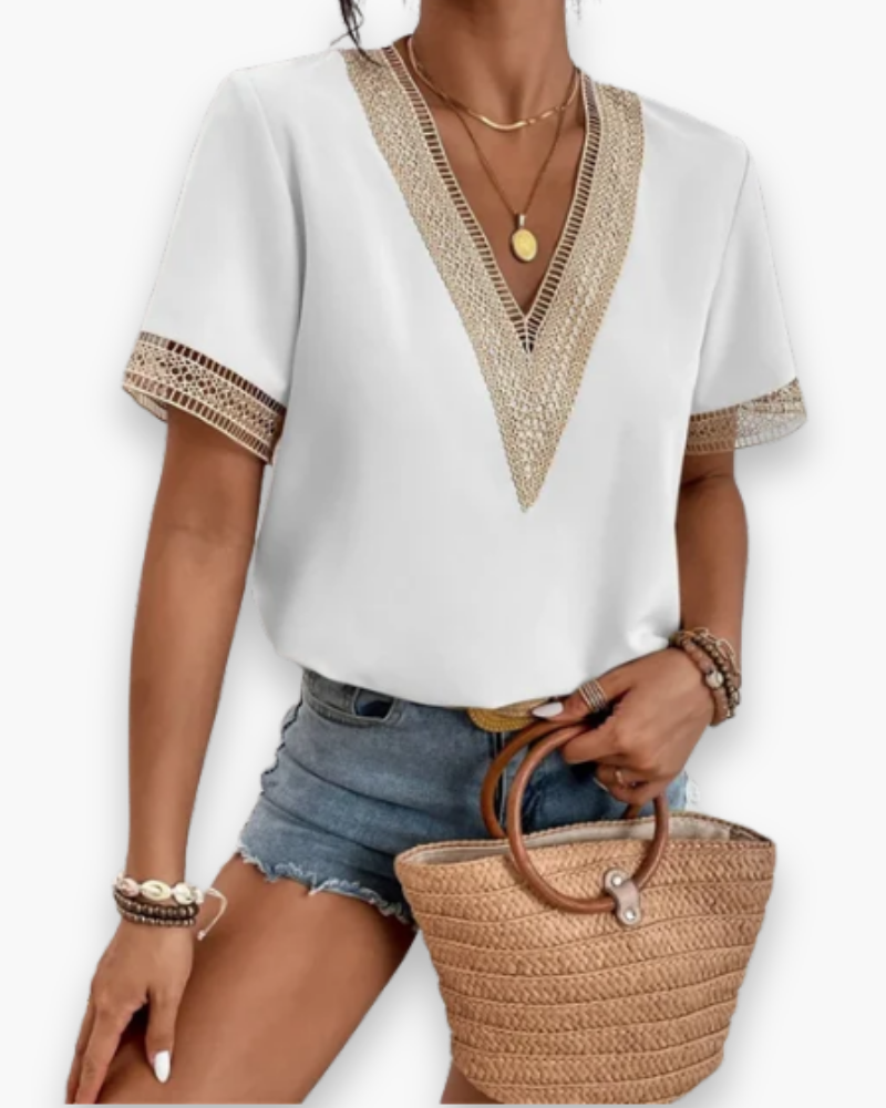 Damen Elegantes V-Ausschnitt Oberteil | Vielseitig