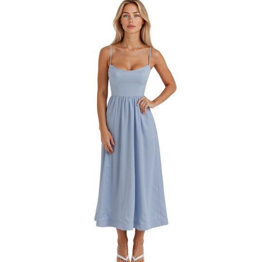 Abendkleid Damen | Spaghettiträger Midi Ausgestellter Rock