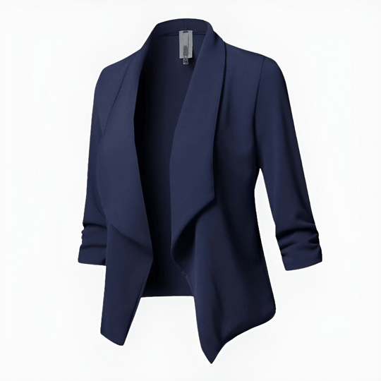 Damen Offener Blazer mit 3/4 Ärmeln | Wasserfallkragen