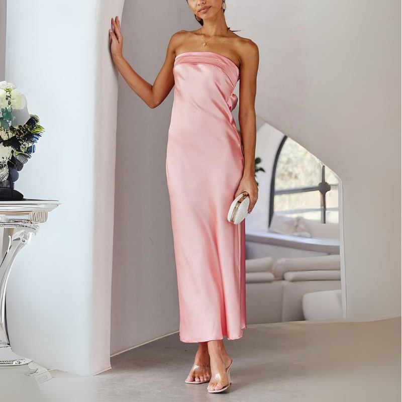 Abendkleid Damen | Gerade Linie Trägerlos Maxi