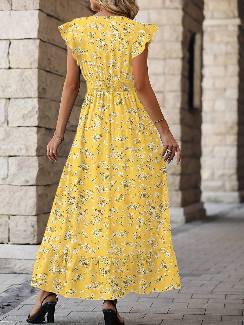 Ava – Kleid Mit Schmetterlingsärmeln Und Rüschensaum