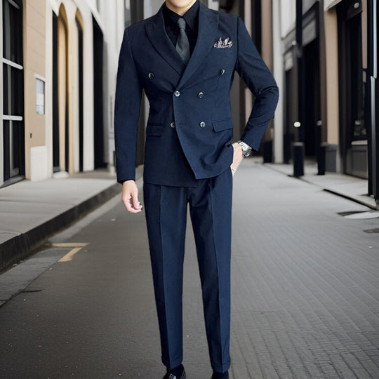 Herren Anzug 3-teilig Slim Fit | Hochzeitsgäste mit doppelreihiger Weste