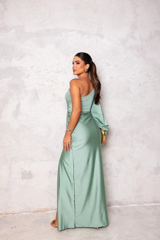Damen Abendkleid mit einer Schulter und Seitenschlitz | Maxi