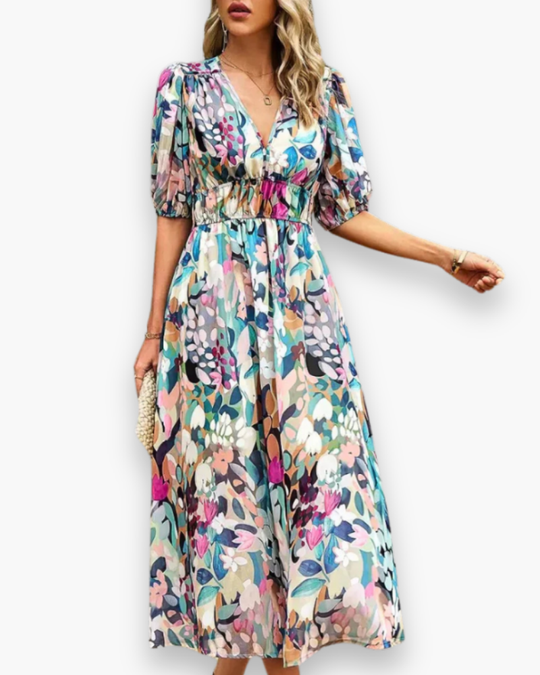 Damen Luftiges Blumenkleid | Sommer Midi
