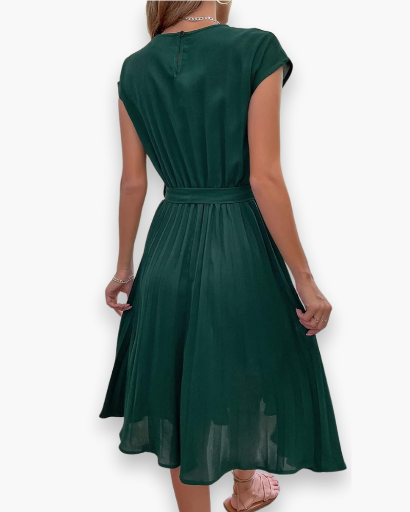 Damen Plisseekleid | Elegant mit Taillenschleife