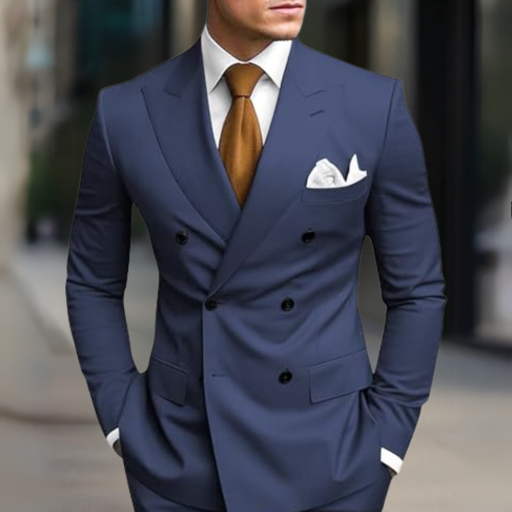 Herren Anzug Zweiteilig | Zweireiher Look für Büro & Anlass