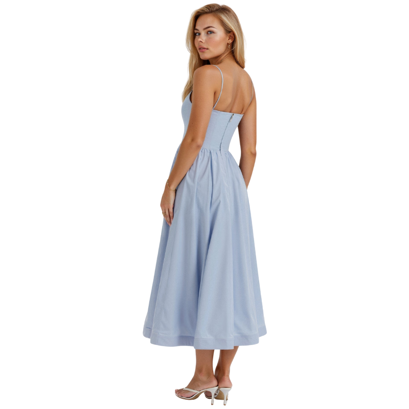 Abendkleid Damen | Spaghettiträger Midi Ausgestellter Rock