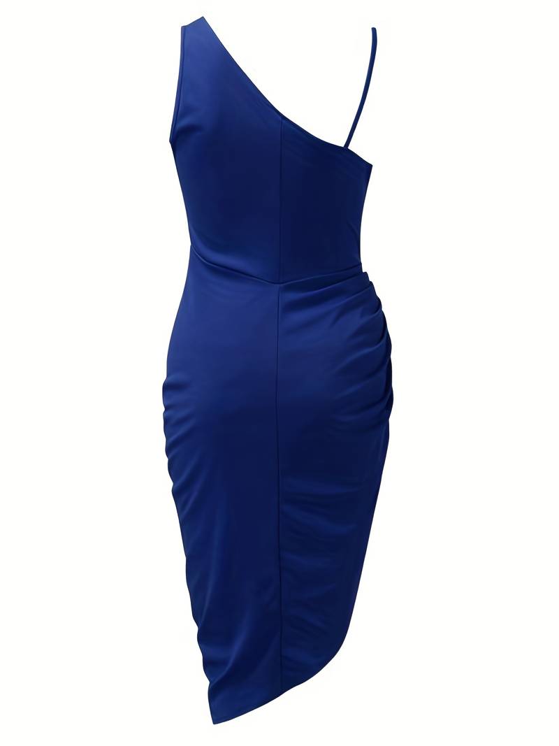 Damen Abendkleid | Drapiertes One-Shoulder Kleid mit Schlitz