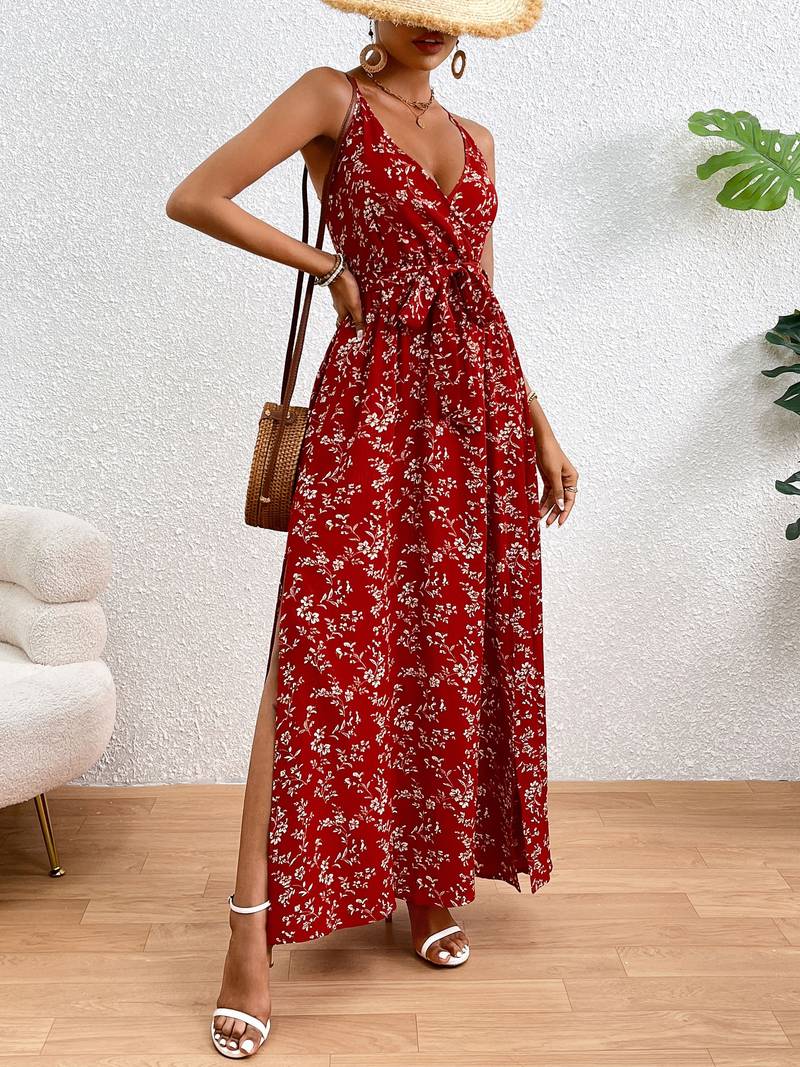 Hazel – Florales Cami-Kleid Mit Seitenschlitzen