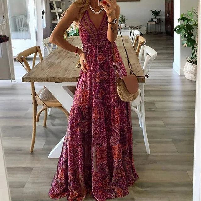 Boho Print Schlupf-maxikleid