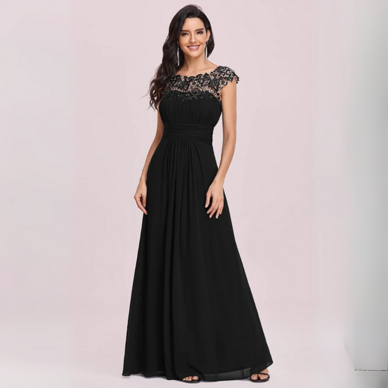 Abendkleid Damen | Kurze Ärmel Maxi Mit Musteroptik