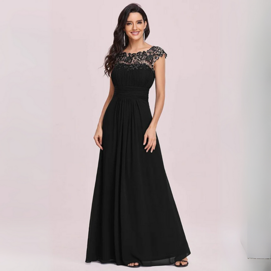 Abendkleid Damen | Kurze Ärmel Maxi Mit Musteroptik
