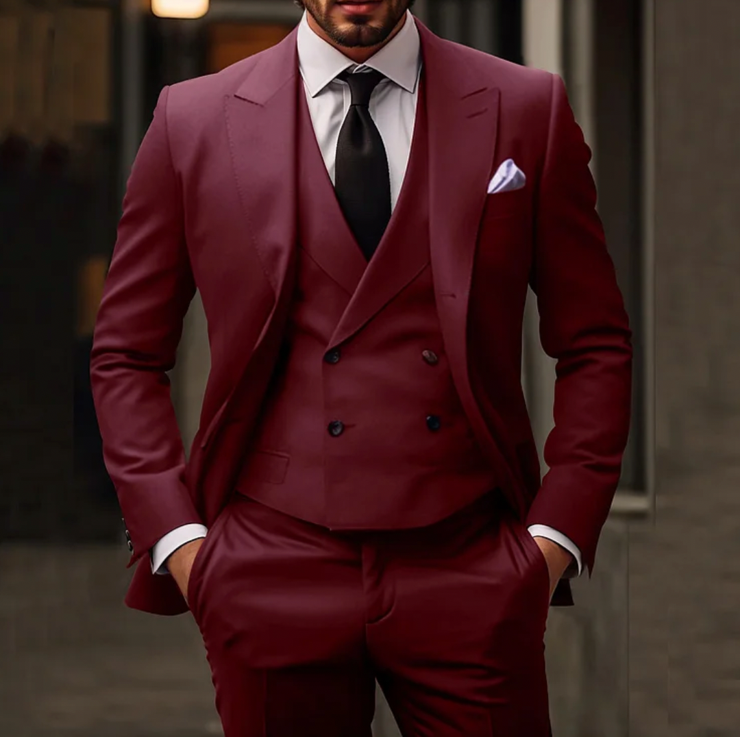 Herren Anzug 3-teilig Slim Fit | Hochzeitsgäste Reversweste Klassischer Stil