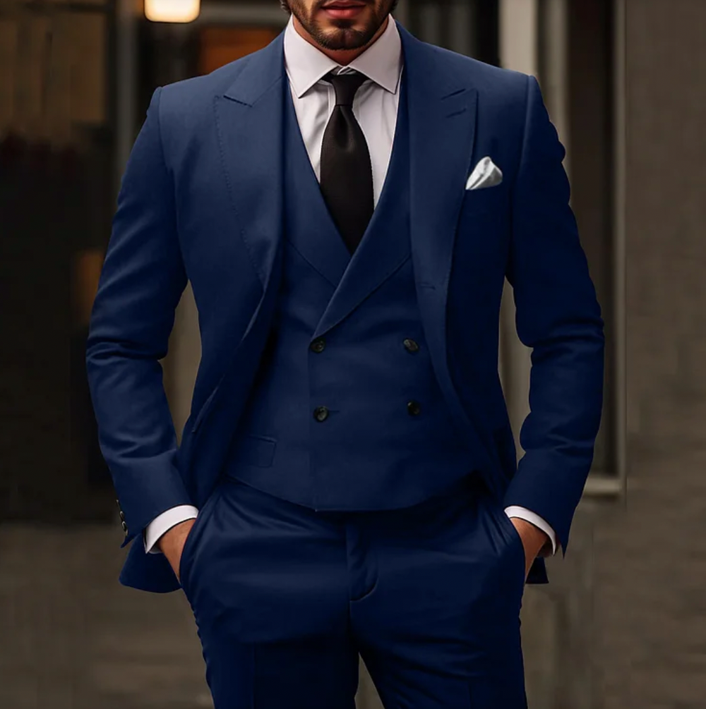 Herren Anzug 3-teilig Slim Fit | Hochzeitsgäste Reversweste Klassischer Stil