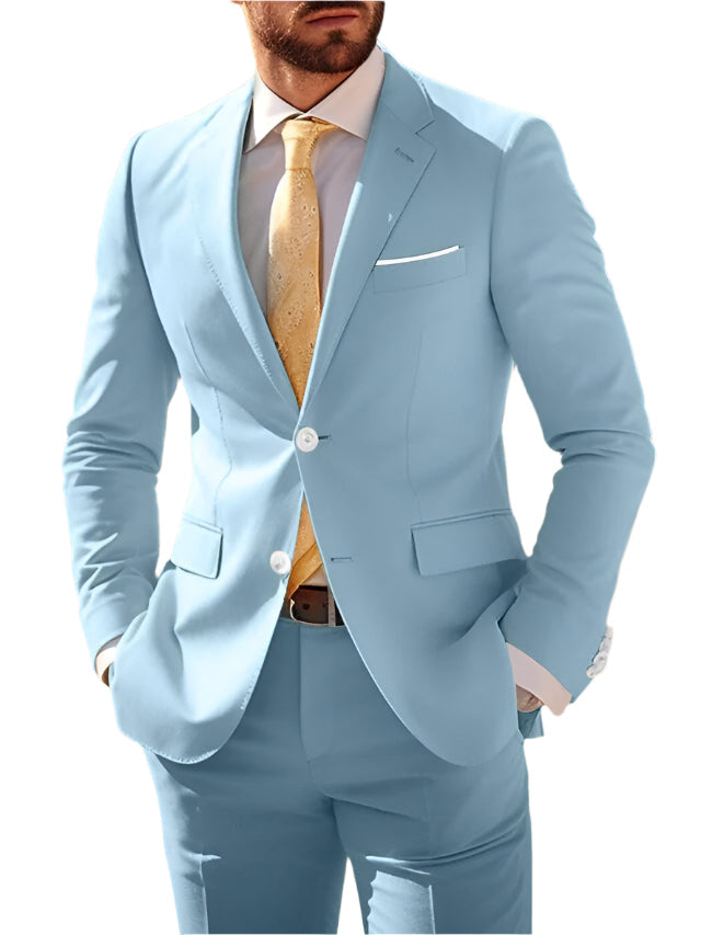 Herren Zweiteiliger Anzug Hellblau | Modern & Elegant
