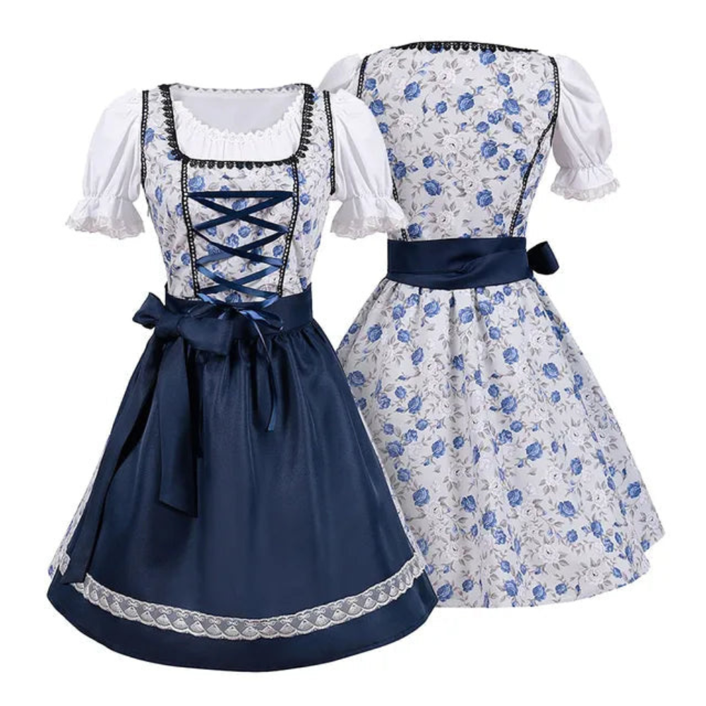 Damen Elegantes Blumen Dirndl Kleid | Oktoberfest