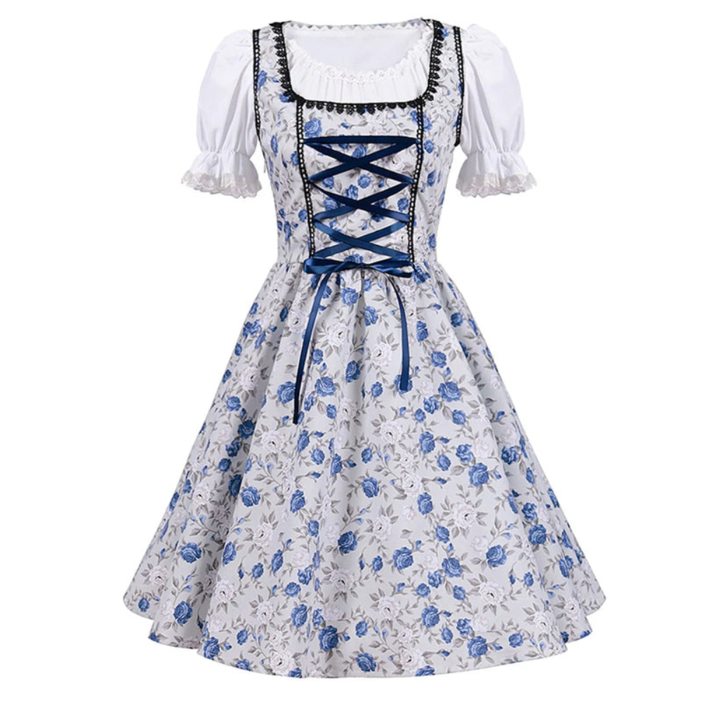 Damen Elegantes Blumen Dirndl Kleid | Oktoberfest