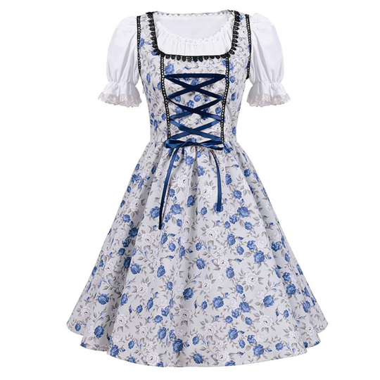 Damen Elegantes Blumen Dirndl Kleid | Oktoberfest