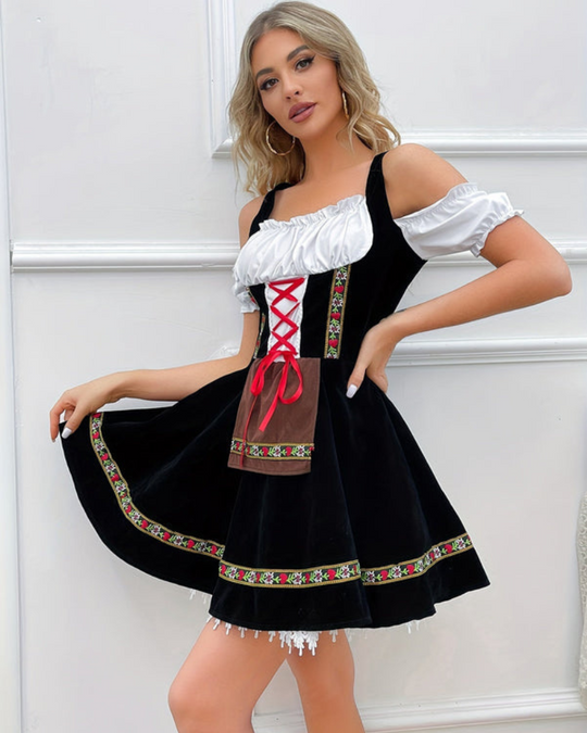 Damen Schulterfreies Klassisches Dirndlkleid | Mini