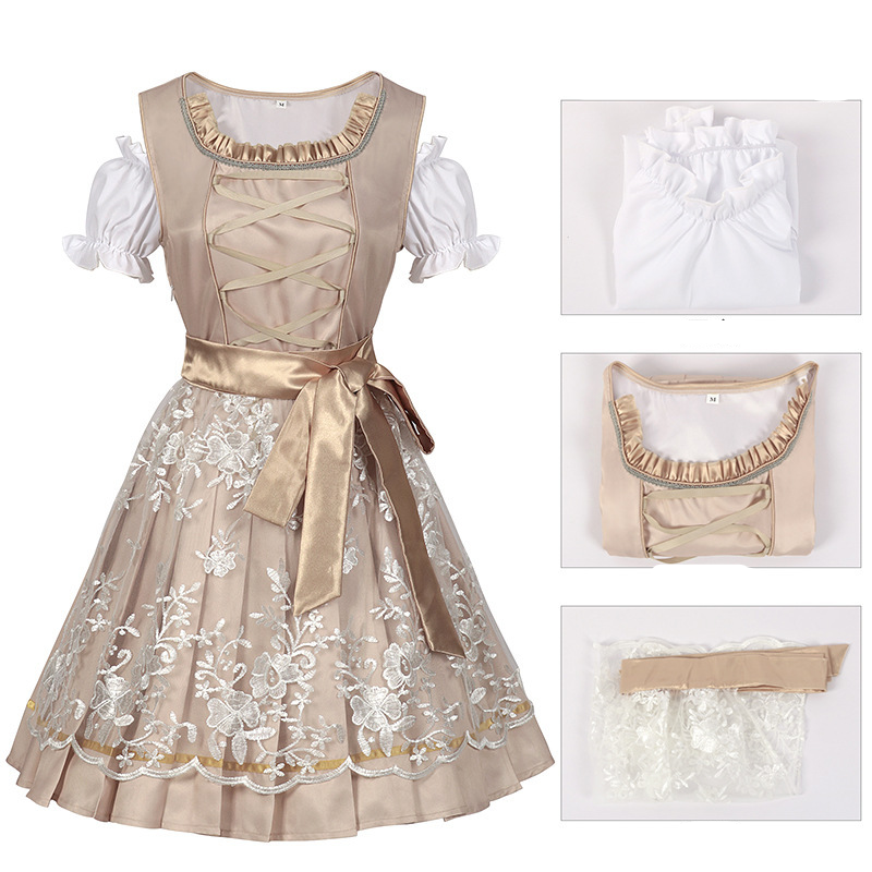 Damen Besticktes Traditionelles Dirndlkleid | Midi