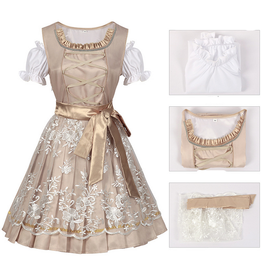Damen Besticktes Traditionelles Dirndlkleid | Midi