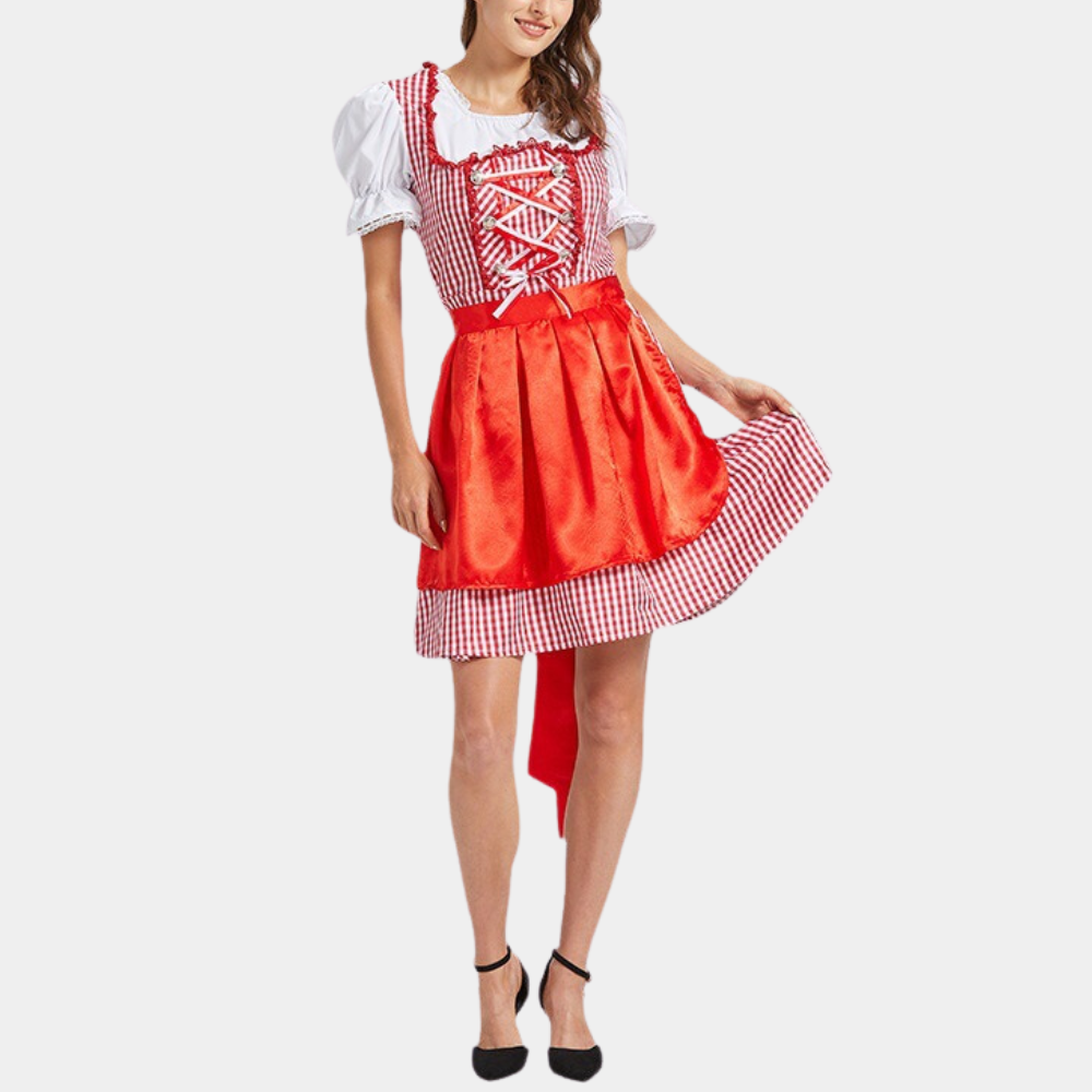Damen Kariertes Klassisches Dirndlkleid | Mini