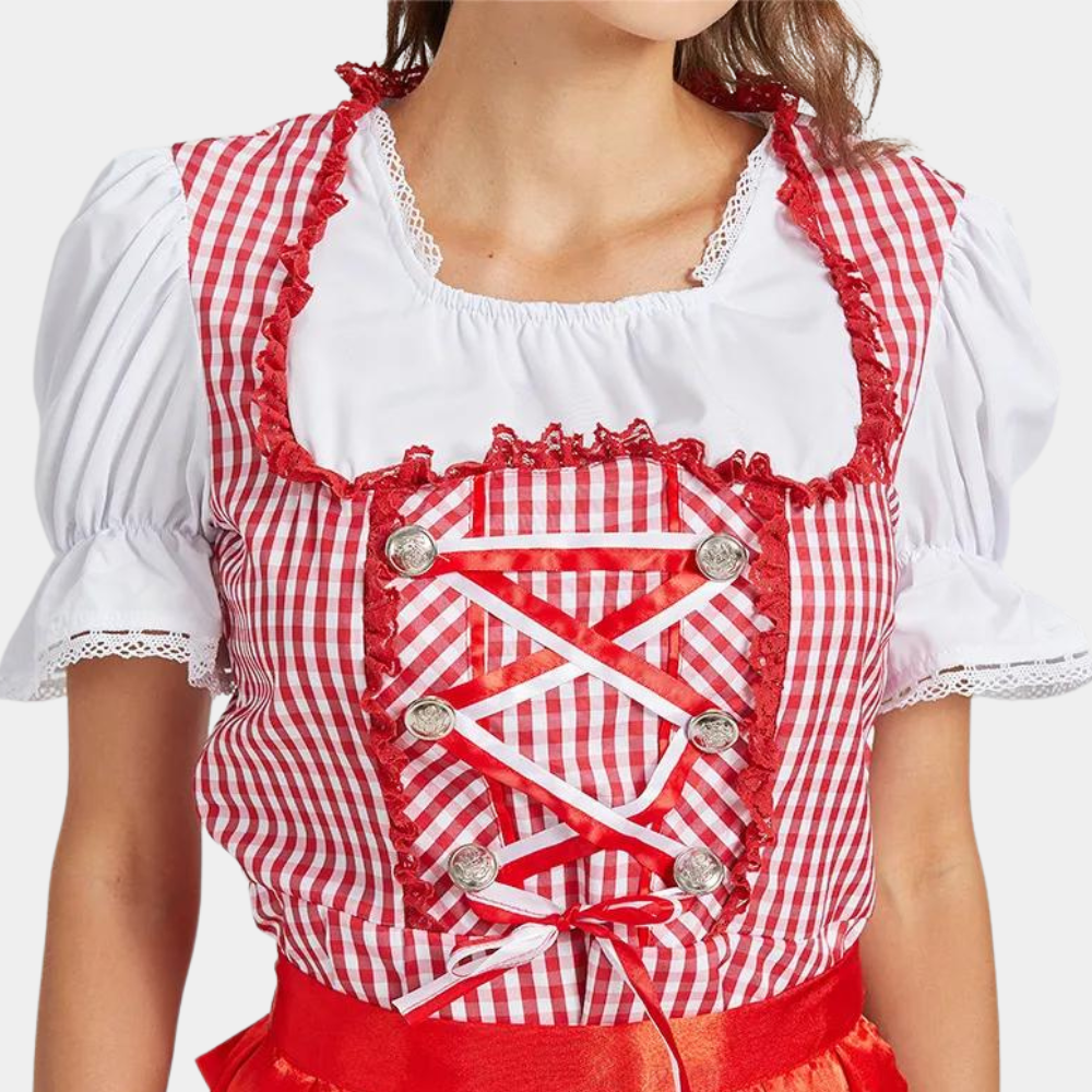 Damen Kariertes Klassisches Dirndlkleid | Mini