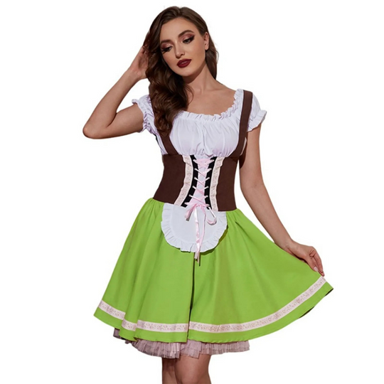 Damen Zweifarbiges Trachten-Dirndlkleid mit Schnürung | Midi