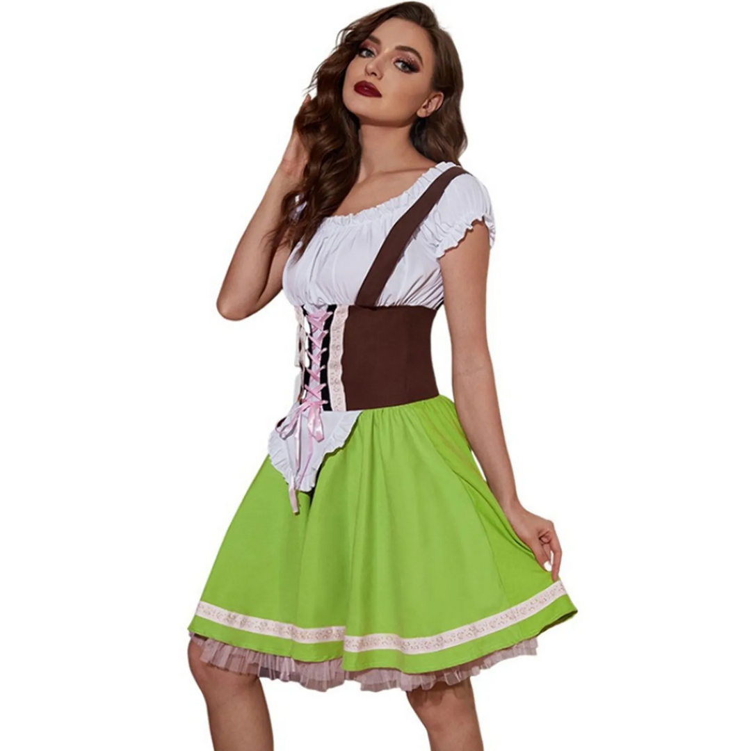 Damen Zweifarbiges Trachten-Dirndlkleid mit Schnürung | Midi