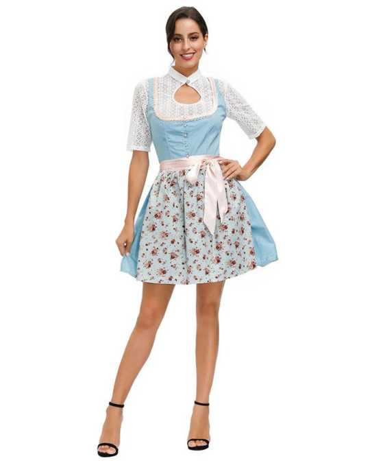Damen Traditionelles Dirndlkleid mit Druckmuster | Mini
