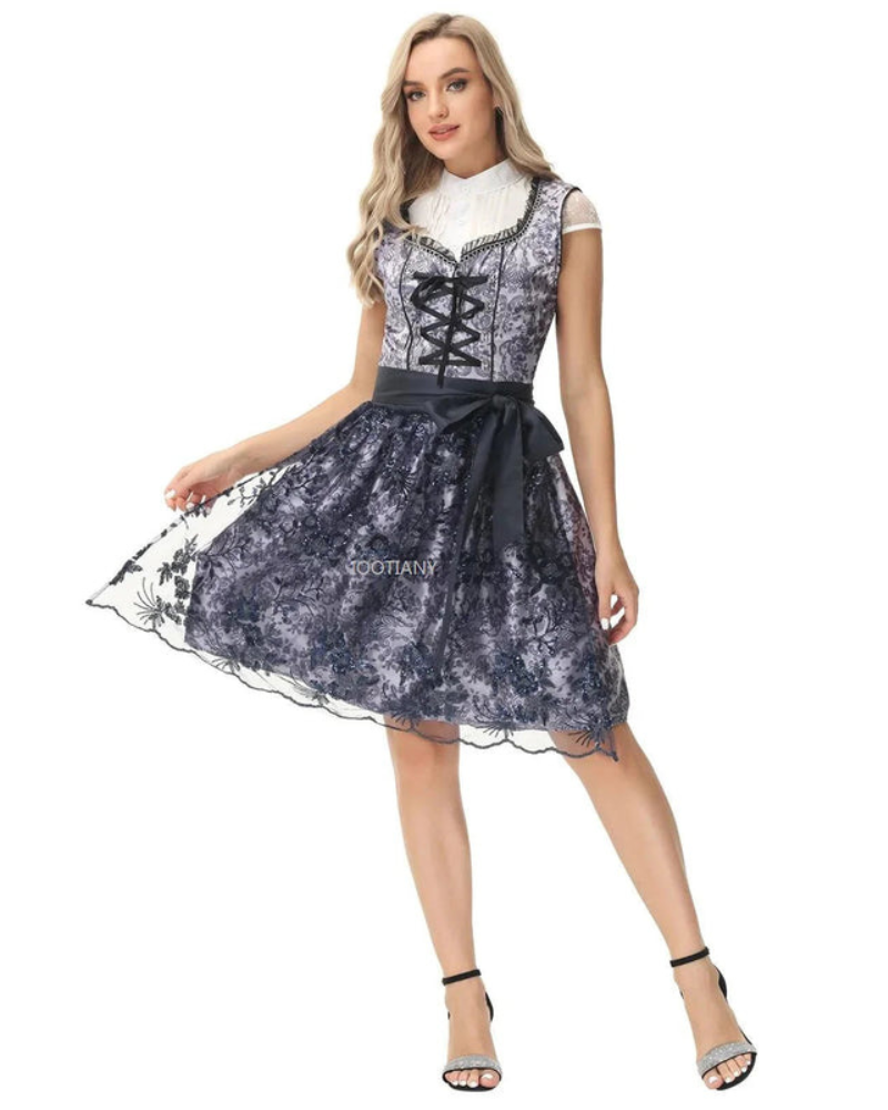 Damen Traditionelles Dirndlkleid mit Druckmuster | Mini