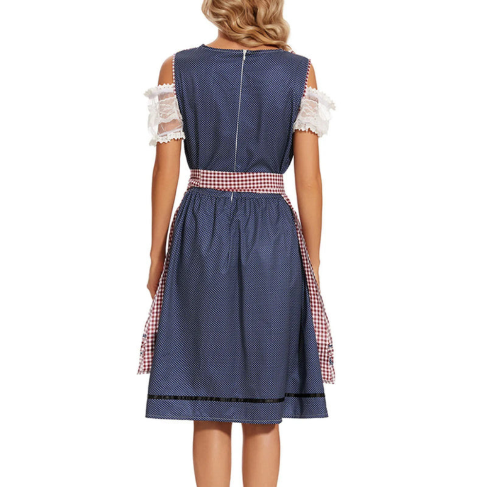 Damen Kariertes Klassisches Dirndlkleid | Midi