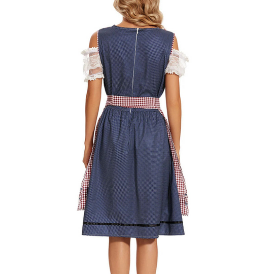 Damen Kariertes Klassisches Dirndlkleid | Midi