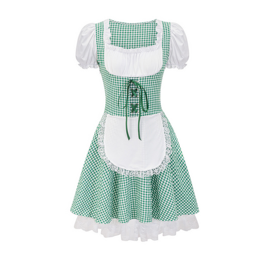 Damen Dirndl im Landhausstil mit Bluse und Schnürung | Midi