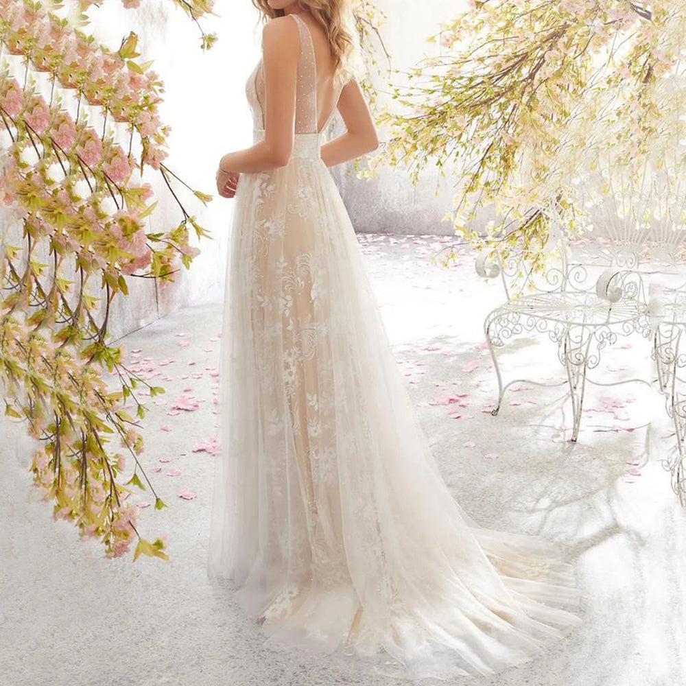 Damen Ballkleid mit V-Ausschnitt und Ärmellos | Maxi