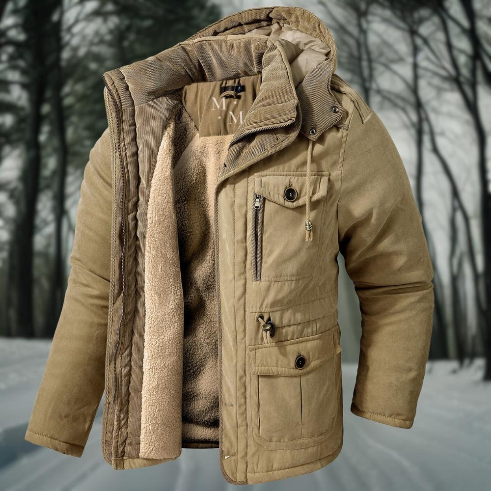 Winterjacke Herren | Mit Kapuze, Reißverschluss und Fronttaschen