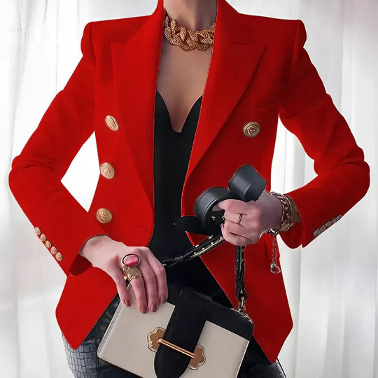 Damen Blazer mit Goldknöpfen | Zweireiher Hüftlang