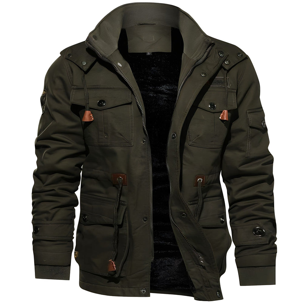 Winterjacke Herren | Kurzer Stil mit Reißverschluss Knöpfen und mehreren Taschen
