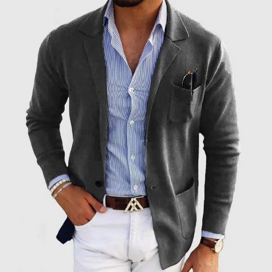 Herren Casual Jacke mit Revers | Elegante Knopfjacke für Alltag und Freizeit