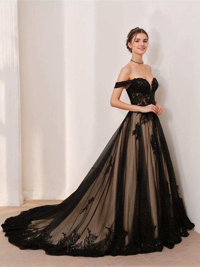 Damen Ballkleid mit Herz Ausschnitt und schulterfreiem Design | Maxi